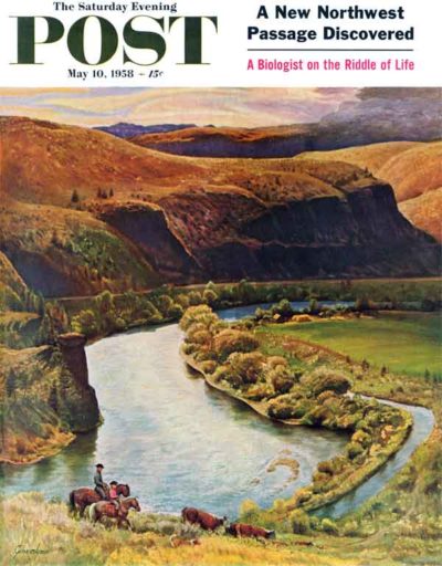 yakima-river-cattle-roundup Yakima River Cattle Roundup by John Clymer May 10, 1958